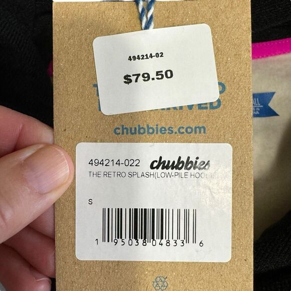 NWT Chubbies The Retro Splash Low-Pile Hoodie Women's Black Pink Front Zip M - Picture 5 of 11